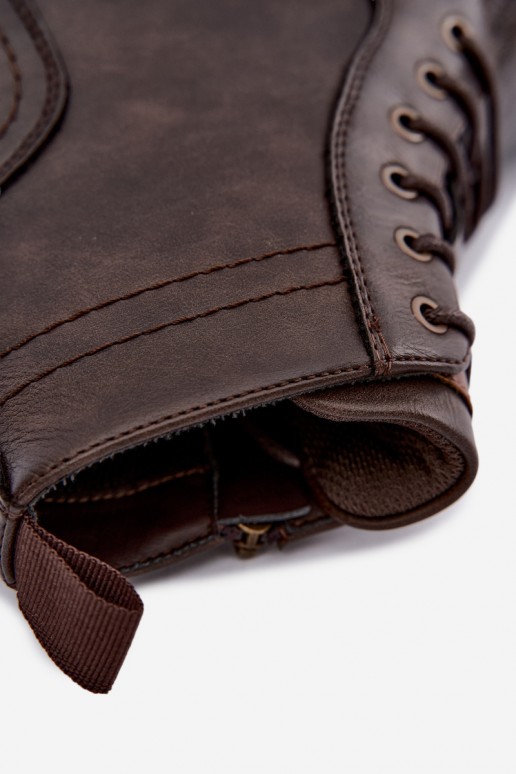 Herren Stiefeletten mit Schnürsenkeln in dunkelbrauner Farbe Perrielle