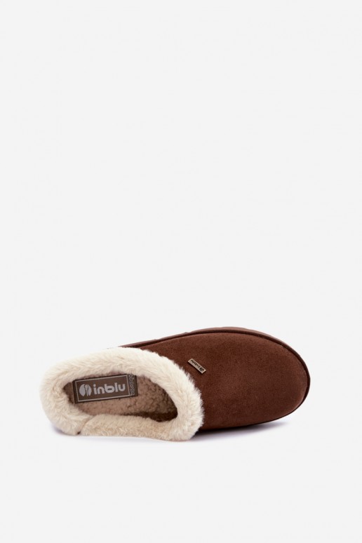 Damen Hausschuhe mit Fell in dunkelbrauner Farbe Inblu