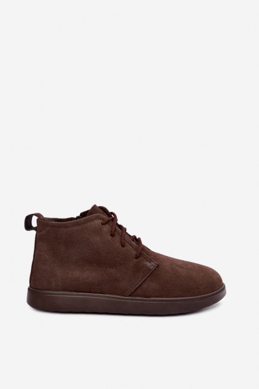 isolierte Stiefeletten aus braunem Naturleder Zazoo