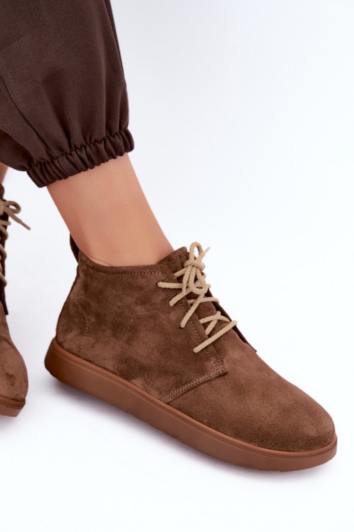 gefütterte Stiefeletten aus natürlichem Leder Zazoo 328 in braun