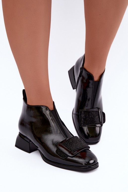 lackierte gefütterte Stiefeletten Klocke Artiker 59C0108 in schwarz