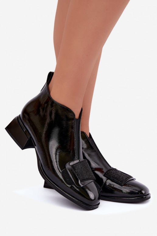 lackierte gefütterte Stiefeletten Klocke Artiker 59C0108 in schwarz