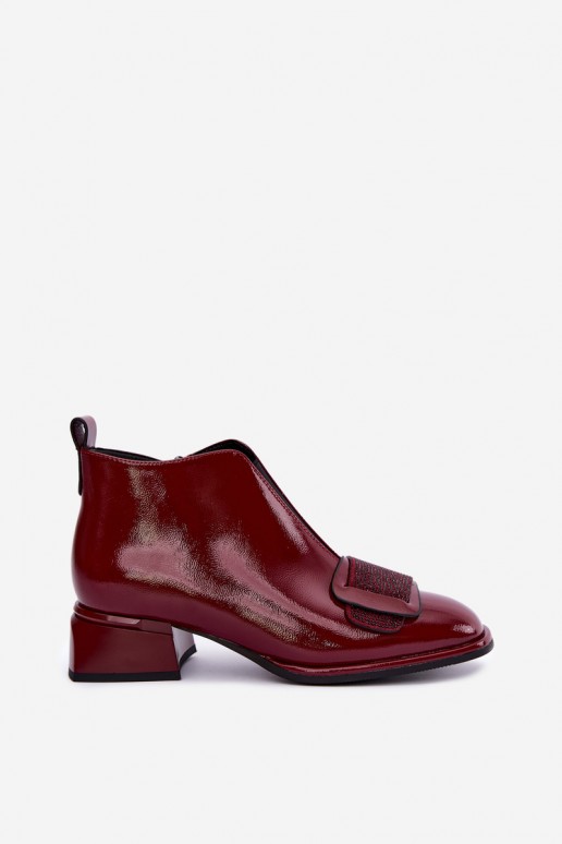lackierte gefütterte Stiefeletten Klocke Artiker 59C0107 in bordeaux