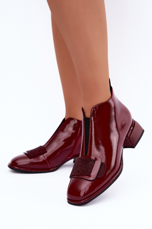lackierte gefütterte Stiefeletten Klocke Artiker 59C0107 in bordeaux