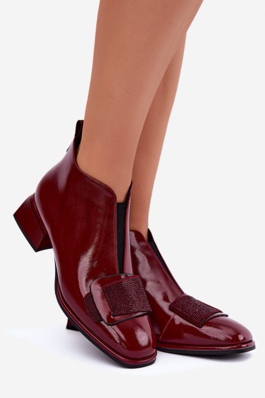 lackierte gefütterte Stiefeletten Klocke Artiker 59C0107 in bordeaux