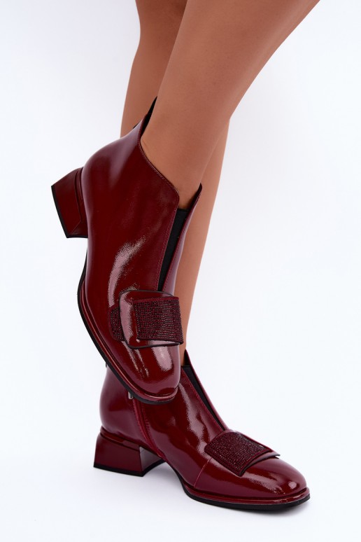 lackierte gefütterte Stiefeletten Klocke Artiker 59C0107 in bordeaux