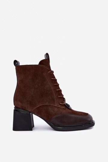 schnürstiefeletten aus Kunstveloursleder Artiker 59C0115 in schokoladenfarbe 2