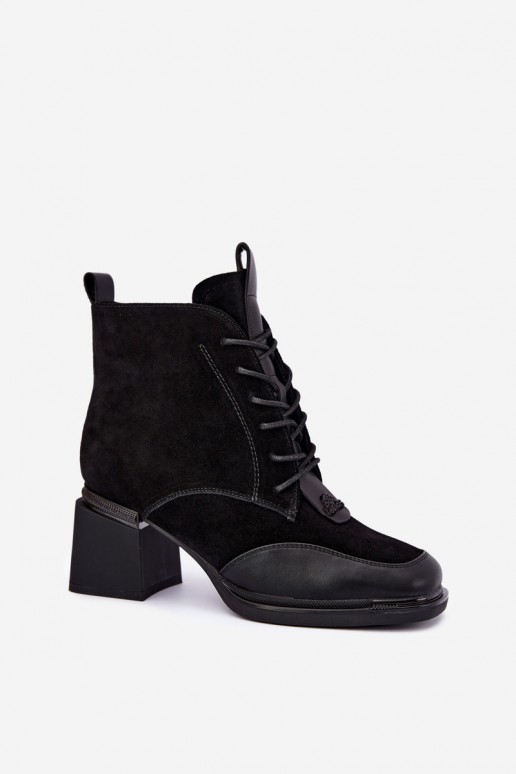 schnürstiefeletten aus Kunstveloursleder Artiker 59C0116 in schwarz