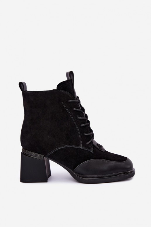 schnürstiefeletten aus Kunstveloursleder Artiker 59C0116 in schwarz