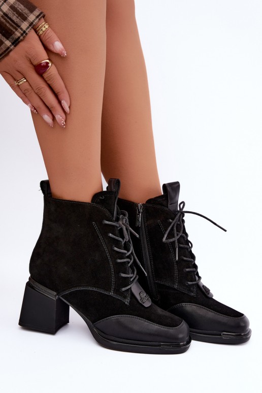 schnürstiefeletten aus Kunstveloursleder Artiker 59C0116 in schwarz