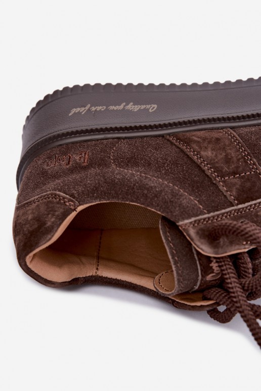 Sneaker mit Plattform aus Kunstveloursleder Lee Cooper LCJ-26-01-4644 in schokoladenfarbe
