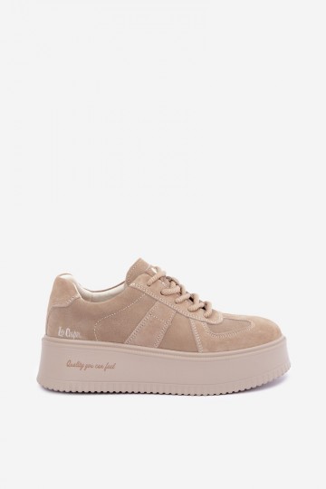 Sneaker mit Plattform aus Kunstveloursleder Lee Cooper LCJ-26-01-4643 in sandfarben 2