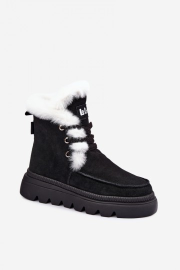 Damen Schneestiefel aus Kunstveloursleder Lee Cooper LCJ-25-01-3737 in schwarz