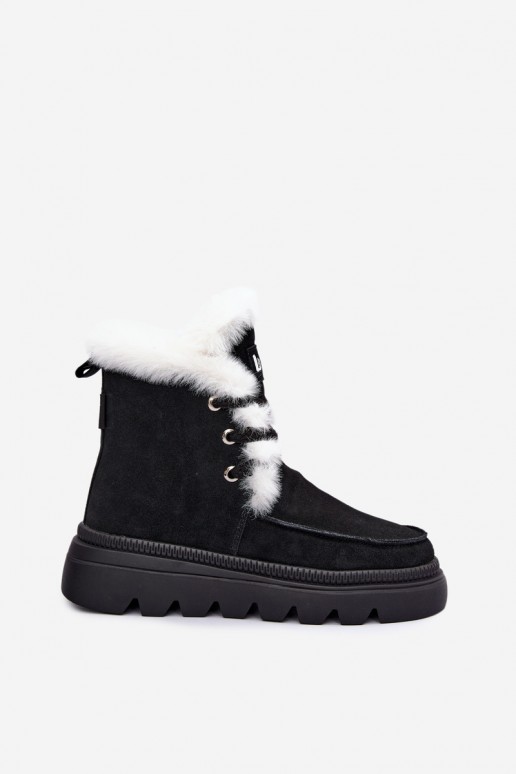 Damen Schneestiefel aus Kunstveloursleder Lee Cooper LCJ-25-01-3737 in schwarz