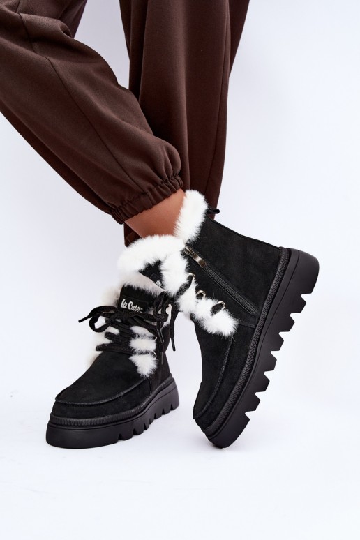 Damen Schneestiefel aus Kunstveloursleder Lee Cooper LCJ-25-01-3737 in schwarz