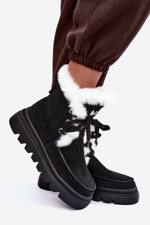 Damen Schneestiefel aus Kunstveloursleder Lee Cooper LCJ-25-01-3737 in schwarz