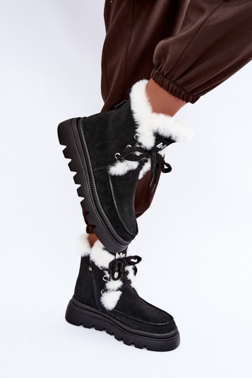 Damen Schneestiefel aus Kunstveloursleder Lee Cooper LCJ-25-01-3737 in schwarz