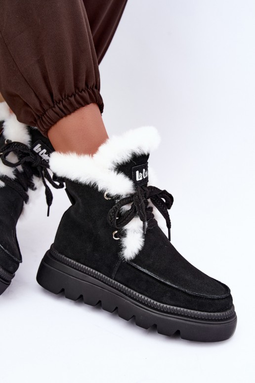 Damen Schneestiefel aus Kunstveloursleder Lee Cooper LCJ-25-01-3737 in schwarz