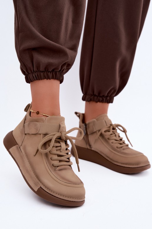 sich Zuarm laufen StiefelErmöglichtturalnej Skóry Lee Cooper LCJ-26-19-4603 Khaki-Farbe