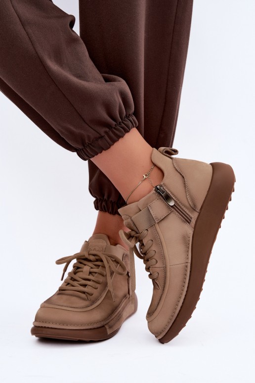 sich Zuarm laufen StiefelErmöglichtturalnej Skóry Lee Cooper LCJ-26-19-4603 Khaki-Farbe