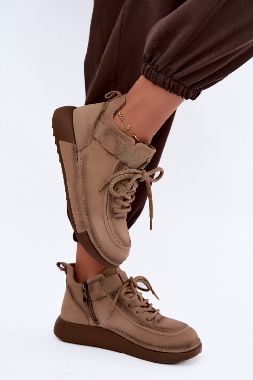 sich Zuarm laufen StiefelErmöglichtturalnej Skóry Lee Cooper LCJ-26-19-4603 Khaki-Farbe