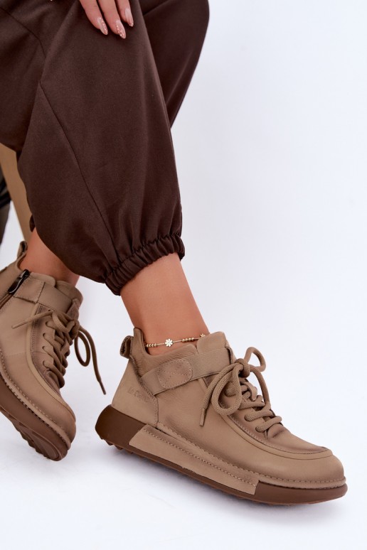 sich Zuarm laufen StiefelErmöglichtturalnej Skóry Lee Cooper LCJ-26-19-4603 Khaki-Farbe