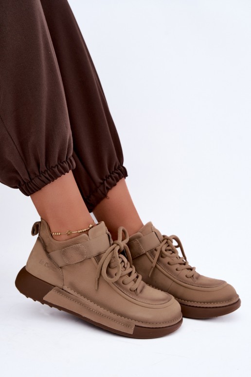 gefütterte Stiefeletten aus natürlichem Leder Lee Cooper LCJ-26-19-4603 in Chaki-Farbe