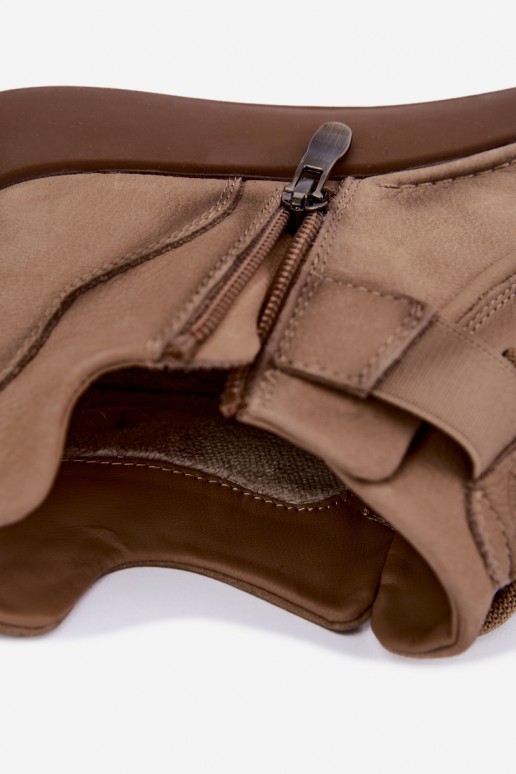 sich Zuarm laufen StiefelErmöglichtturalnej Skóry Lee Cooper LCJ-26-19-4603 Khaki-Farbe