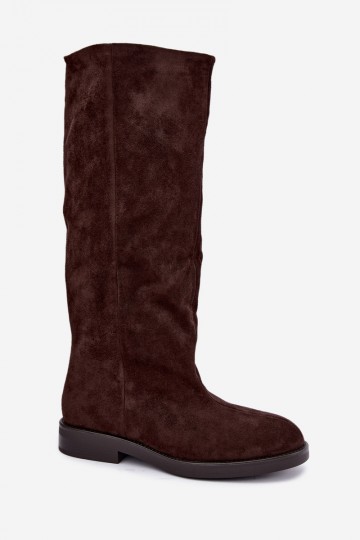 Knöchelstiefel mit breiten Absätzen in Schokoladenfarbe Jasmire