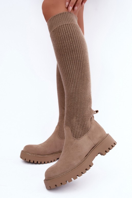 Stiefel mit sockenartiger Innensohle Beige Sarielle