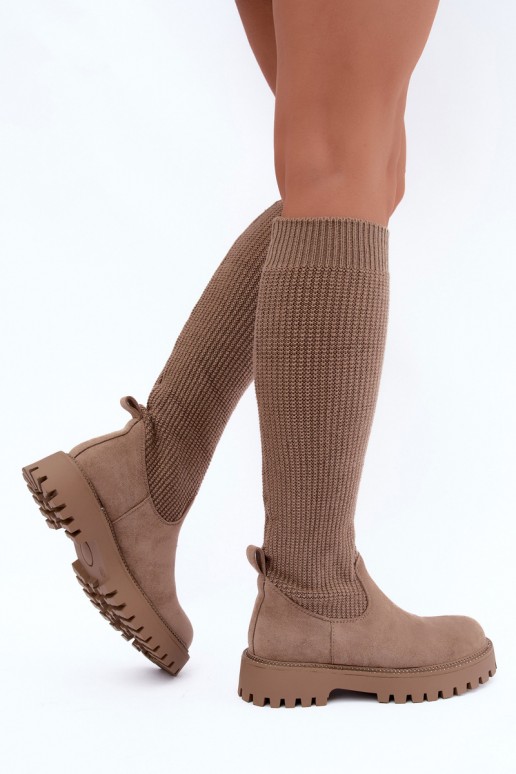 Stiefel mit sockenartiger Innensohle Beige Sarielle