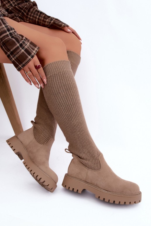 Stiefel mit sockenartiger Innensohle Beige Sarielle