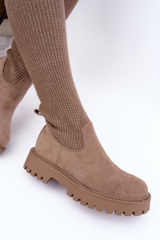 Stiefel mit sockenartiger Innensohle Beige Sarielle