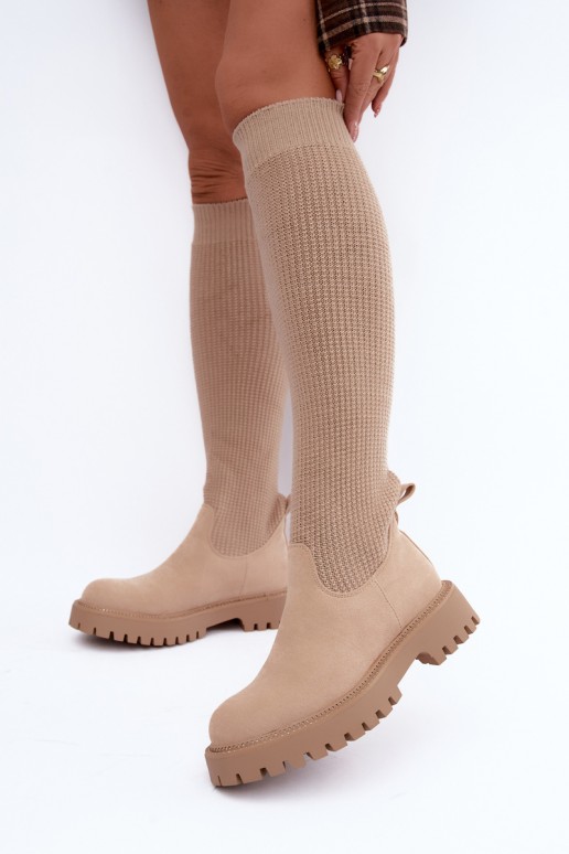 Stiefel mit sockenartiger Innensohle elfenbeinfarbe Sarielle