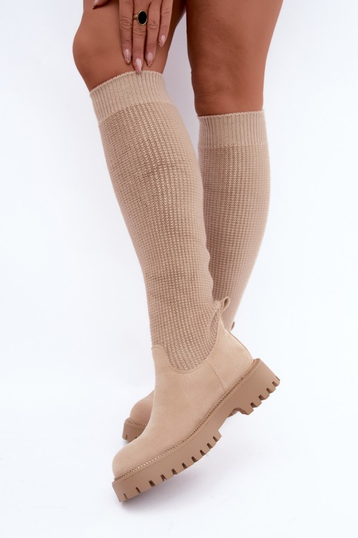 Stiefel mit sockenartiger Innensohle elfenbeinfarbe Sarielle