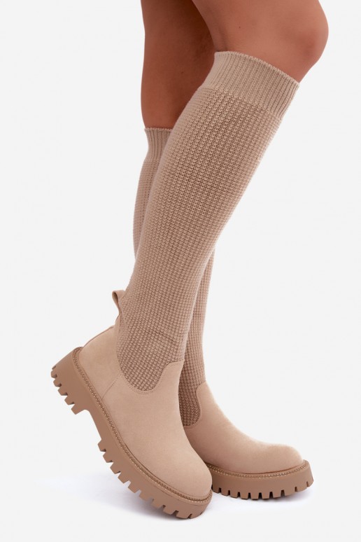 Stiefel mit sockenartiger Innensohle elfenbeinfarbe Sarielle