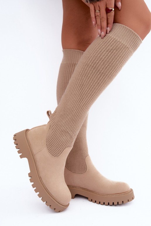 Stiefel mit sockenartiger Innensohle elfenbeinfarbe Sarielle