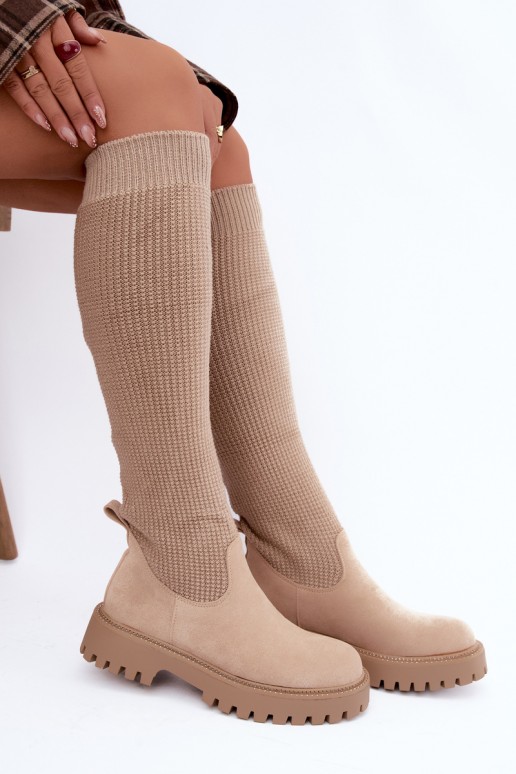 Stiefel mit sockenartiger Innensohle elfenbeinfarbe Sarielle
