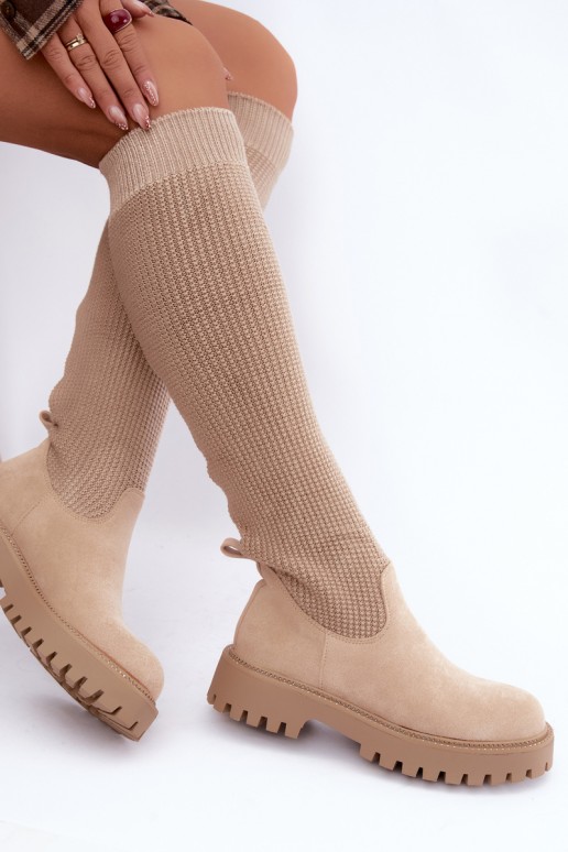 Stiefel mit sockenartiger Innensohle elfenbeinfarbe Sarielle