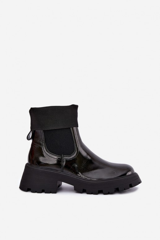 stylische Stiefeletten mit Lackeffekt in schwarzer Ausführung Sevella
