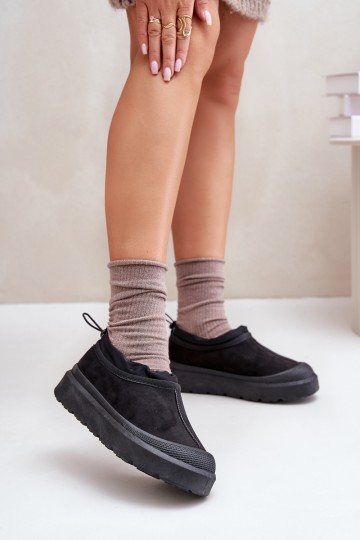 Schwarze Damen-Schneestiefel mit Plateau und niedrigem Schaft Izamine 2