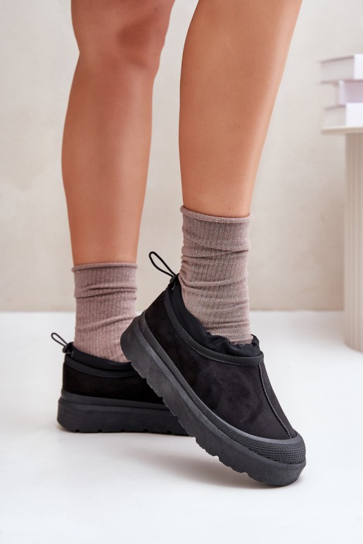 Schwarze Damen-Schneestiefel mit Plateau und niedrigem Schaft Izamine