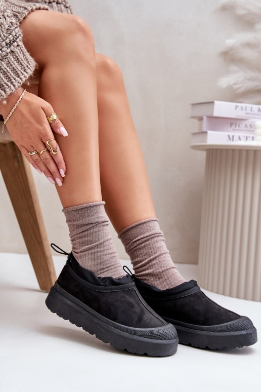 Schwarze Damen-Schneestiefel mit Plateau und niedrigem Schaft Izamine