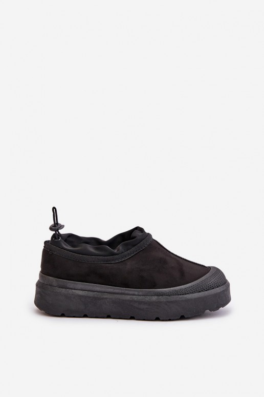 Schwarze Damen-Schneestiefel mit Plateau und niedrigem Schaft Izamine