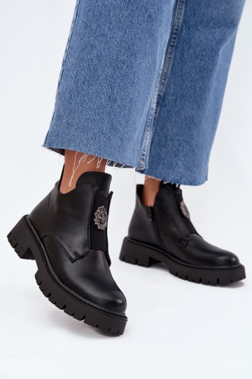 sich Zuarm laufen Schuhe mit niedrigem Absatz für Damen mit Ornamenten Zum Schloss schZuarze Farbe Lavira