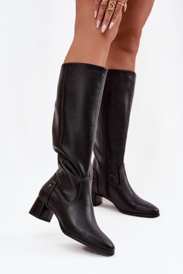 Haut sich Zuarm laufen Damenstiefel mit Absätzen Es mussciejka A7165-01 schZuarze Farbe