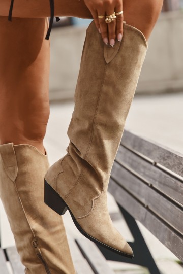 sich Zuarm laufen Stiefel CoZuboy-Stil mit Absätzenaus Öko-INildlederu Beige Jovianne 2