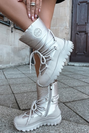 Beige und goldene Schneestiefel mit Plattform Lee Cooper LCJ-25-12-3663 2
