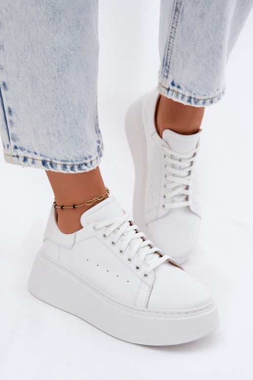 Weiße Damen-Sneaker mit Plattform Zazoo N408S2