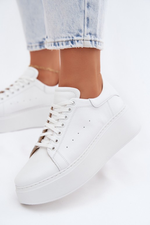 Weiße Damen-Sneaker mit Plattform Zazoo N408S2